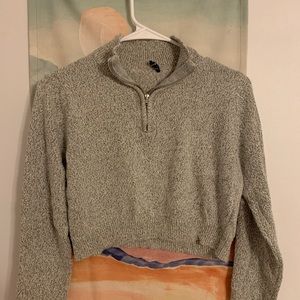 Cropped zip up sweater